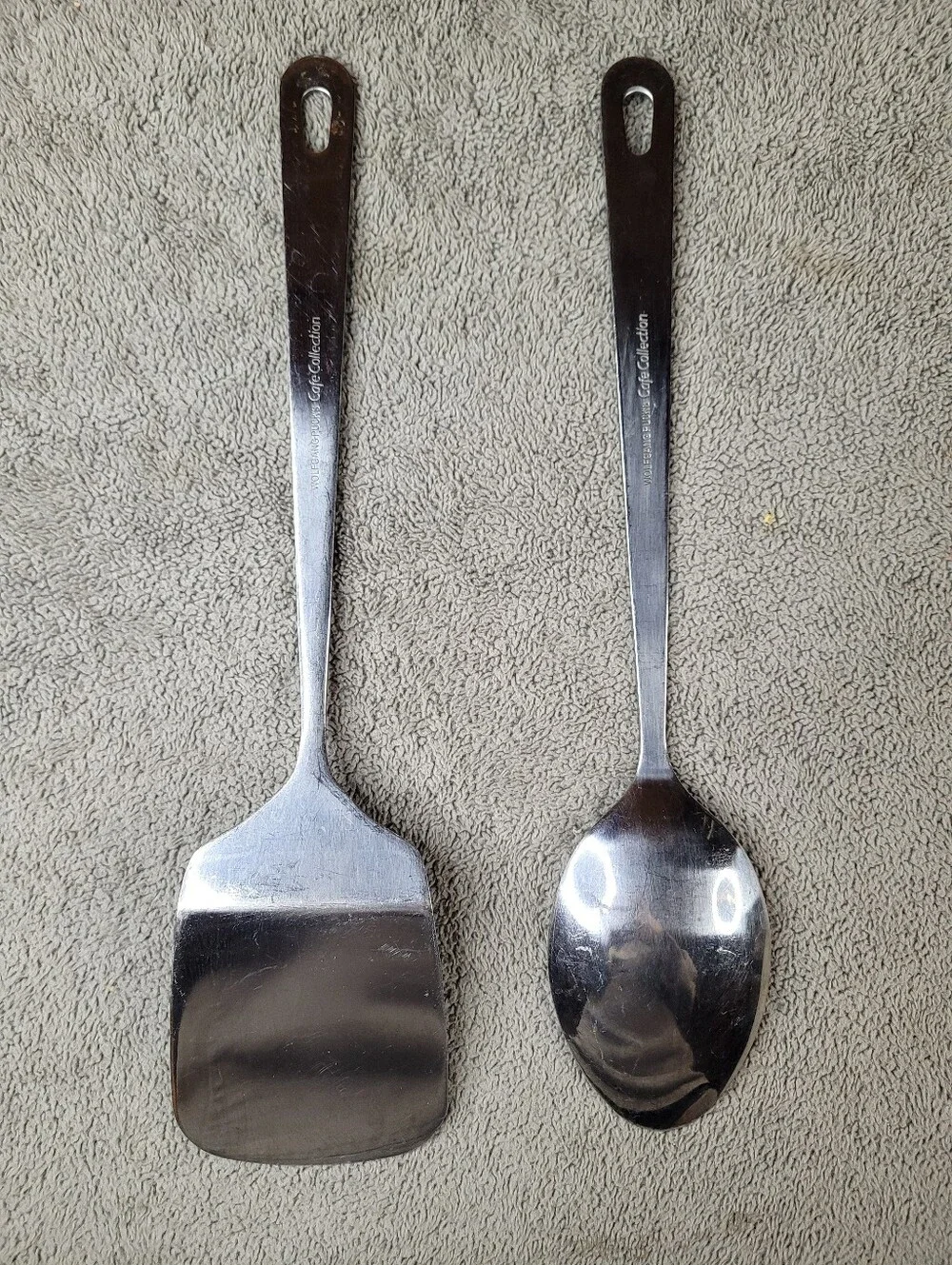 Wolfgang Puck Cafe Collection Stainless Steel Utensils Serving Spoon & Flipper